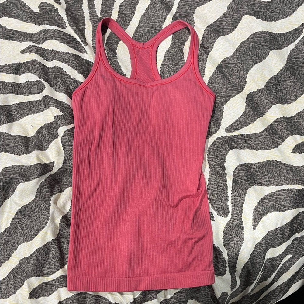 Lululemon Athletica Red Ribbed Tank Top